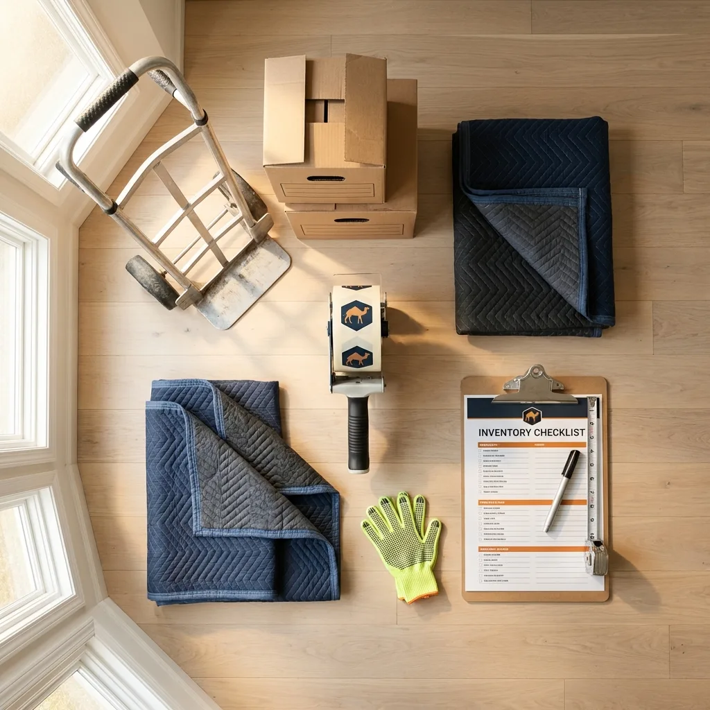 Professional moving supplies and packing materials layout for DeFuniak Springs residential relocations